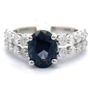 lot 30 image: 4.08 Carat Natural Spinel & Natural Diamond Ring in 14k White Gold w Report $5,700 Retail VIDEO