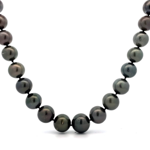 lot 37 image: No Reserve Graduated Size (11mm - 13.4mm) Tahitian Pearl Single Strand Necklace w Report $8,260 Appraisal Included