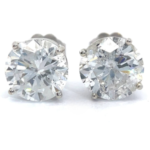lot 7 image: NEW 4.19 Carat Natural Diamond Round Solitaire Stud Earrings in 14k White Gold w Report $26,570 Retail VIDEO
