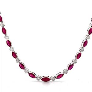 lot 33 image: NEW 31.50 Carat RARE Burmese Ruby & Diamond Necklace in Platinum w GIA Report $44,000 Retail