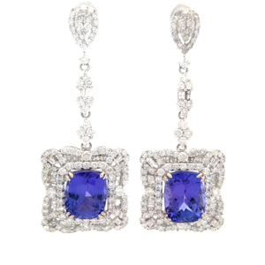 Breathtaking 16.58 Carat Tanzanite & Natural Diamond Drop Earrings in 14k White Gold w/ Report; $16,999 Retail *VIDEO*