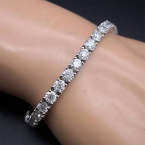 lot 6 image: Impressive 12.10 Carat Natural Diamond Tennis Bracelet in Platinum w Report $29,250 Retail VIDEO