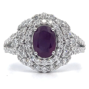 lot 29A image: No Reserve 2.19 Carat Natural Unheated Kashmir Sapphire & Natural Diamond Ring in Platinum Appraisal Included