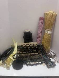 lot 20 image: Vintage Millinery Trims-Black Yellow