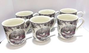 lot 31 image: Set of 6 Queens Country Village Coffee Mugs Made in England