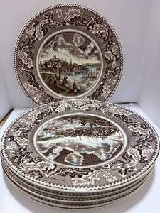 lot 32 image: Set of 6 Johnson Bros England Historic America View of Boston Plates 9 12