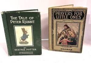 lot 47 image: Three Vintage Books Prayers for Little Ones, The Tale of Peter Rabbit and Childs Guide to the Bible