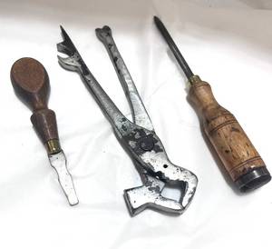 lot 81 image: Three Vintage Tools Shoe Soviet Pliers, Screwdriver and Awl