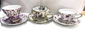 lot 83 image: Set of 3 Vintage Cup and Saucers Lefton and Napco