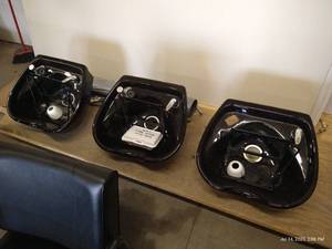 lot 11 image: (3) Porcelain Salon Sinks