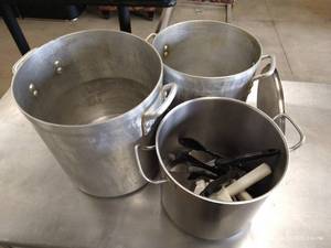 lot 36 image: (3) Large Pots & Misc
