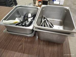 lot 52 image: Stainless Steel Food Bins & Kitchen Instruments