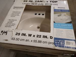 lot 53 image: Unused Porcelain 25 Vanity Top