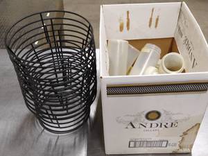 lot 64 image: (12) Restaurant Server Baskets & Box of Condiment Bottles