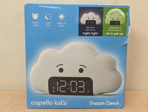 lot 24 image: Kids Wake up Light Alarm Cloud Clock White - Capello Digital Bedroom Clock, LED Display