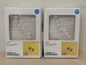 lot 27 image: Set of 2 Cracked Orb Fairy String Lights White - Room Essentials LED Indoor Decor, USB & Battery Powered, 14ft Length (28ft Total)