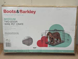 lot 1 image: Wire Collapsible Dog Crate - Black - Boots & Barkley