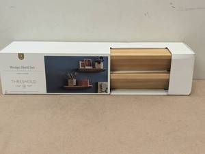 lot 101 image: 2 Piece wedge Shelf Set - Natural Wood - 16 x 4