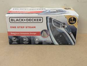 lot 106 image: BLACKDECKER Steam Iron Retractable Cord Gray 1200W Nonstick Soleplate, Anti-Drip, Vertical Steam, Comfort-Grip Handle