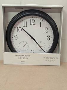 lot 92 image: 16 Outdoor Wall Clock Charcoal Gray - Threshold