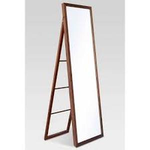 lot 93 image: 20 x 65 Wood Ladder Standing Mirror Brown - Threshold Easel Back, Full Body, Floor-Length, No Assembly Required