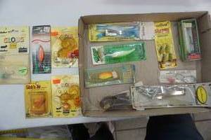 lot 76 image: Vintage Fishing Lures (most in packages)