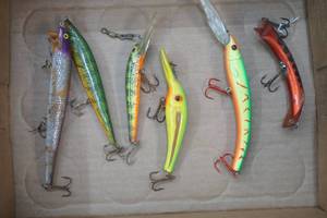 lot 134 image: Vintage Lures Moby Dick, Rapalas, Storm, Lindy Shadling and more