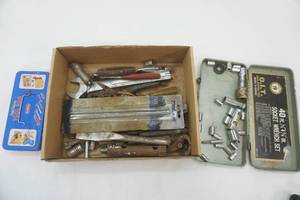 lot 243 image: Little Helper Tool Box, Sockets, Variety of Hand Tools and Hardware
