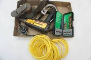 lot 244 image: Orbital Air Sander, Wagner Power Stripping Gun, Drill bits and more