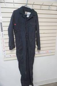 lot 261 image: Flame Resistant Work Overalls. Size 42 (M). Navy Blue