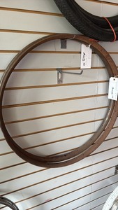 lot 38 image: Vintage Steel Clad Wooden Bicycle Rims