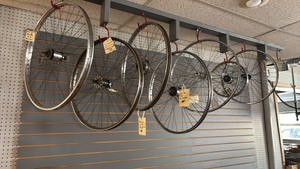 lot 80 image: Collection of Assorted Vintage Bicycle Wheels