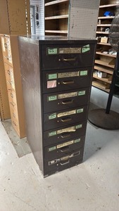 lot 123 image: Tall Storage Cabinet with Drawers