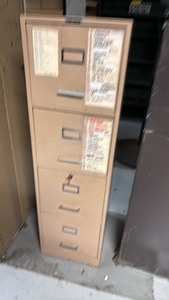 lot 124 image: Used Four-Drawer File Cabinet in Tan