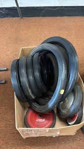 lot 146 image: Lot of Solid Rubber Tires with Assorted Wheels
