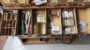 lot 613 image: Comprehensive Bicycle Bearings, Axles, and Rack Parts Organizer