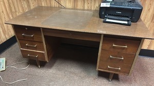 lot 359 image: Wooden Desk with Six Drawers