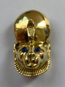 Egyptian Revival Style Art Deco ~16k Gold Brooch - Lapis Eyes - 16 Grams