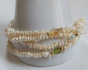 lot 3 image: 14K Gold Cultured Pearl Bracelet with Multicolored Gemstones