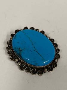 lot 6S image: Sterling Silver Brooch Pendant with Turquoise Color Howlite Stone