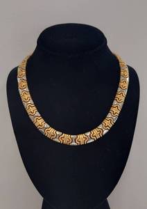 14K Multi Tone Gold Necklace Unique Link Design 55.5 Grams