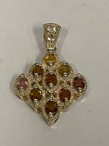 lot 9S image: Sterling Silver Pendant with Multi-Color Natural Stones