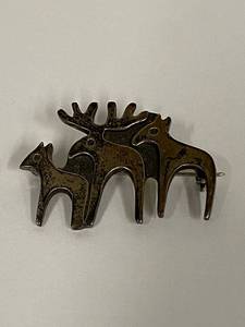 lot 10S image: Vintage Sterling Silver Moose Animal Brooch