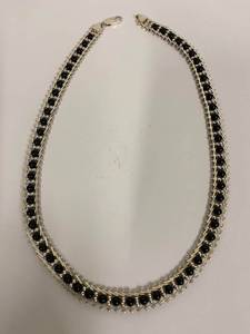 lot 12S image: Milor Italy Sterling Silver Necklace with Black Beads 30g