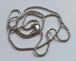 lot 12 image: 14K White Gold Italian Rope Chain Necklace - 4 Grams
