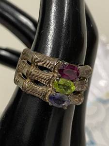 lot 20S image: Sterling Silver CID Ring W Colorful Stones