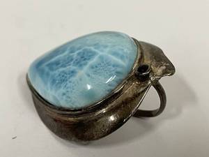 lot 32S image: Vintage Large Larimar Sterling Silver Pendant