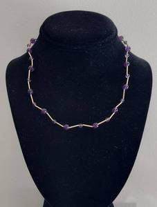 lot 38 image: 10K Gold and Amethyst Bead Necklace Jewelry