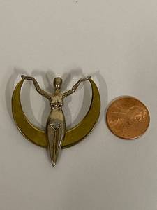 lot 40S image: Sterling Silver Crescent Moon Goddess Figure Pin