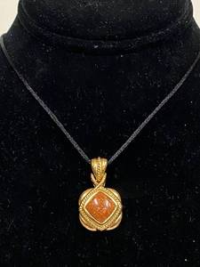 lot 60S image: Elegant Gold-Tone Sterling Silver Pendant Necklace with Goldstone